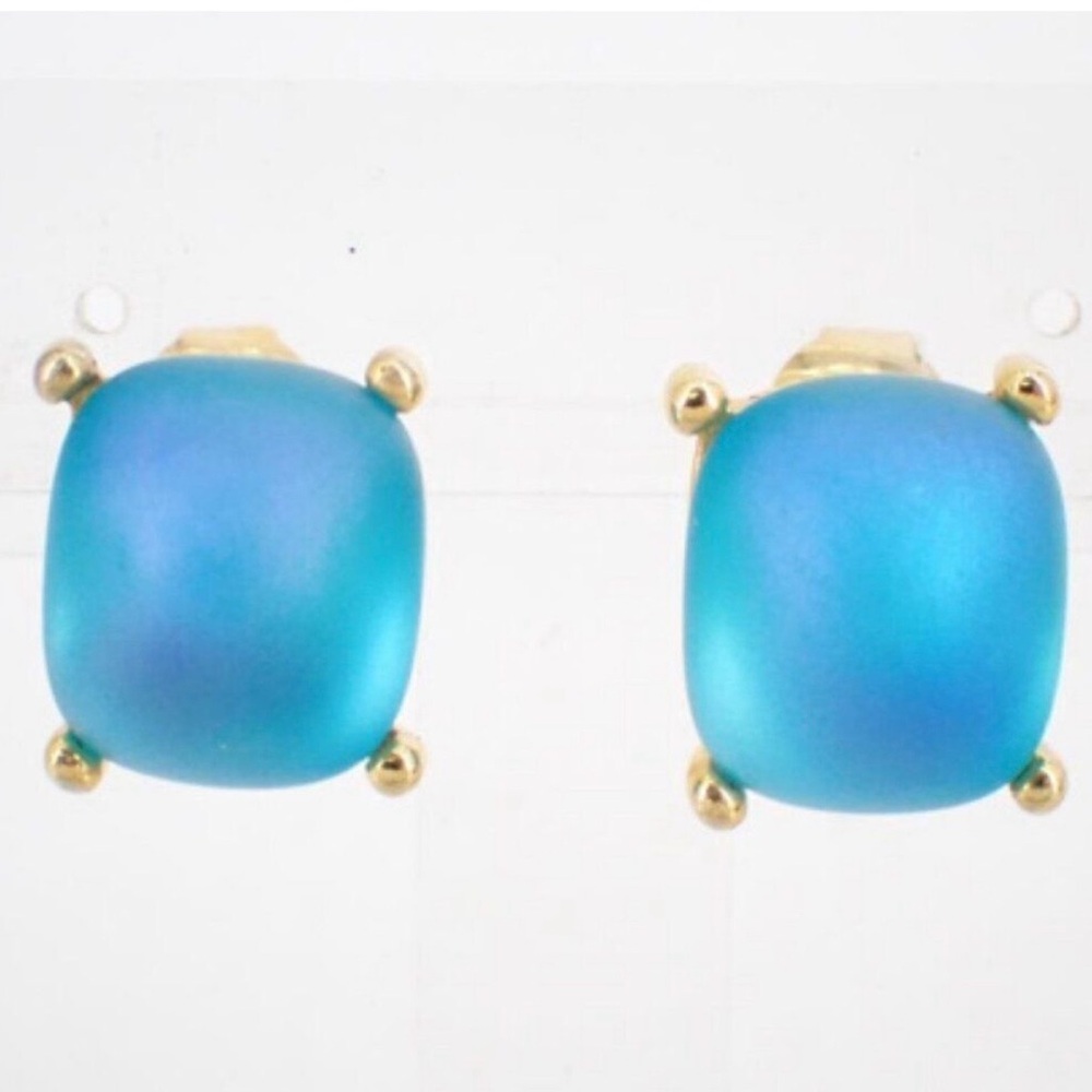 Givenchy Vintage Clip-On Earrings Turquoise Blue Gold